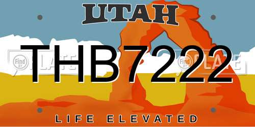 THB7222 Utah License Plate