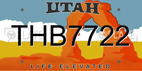 THB7722 Utah License Plate