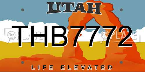 THB7772 Utah License Plate