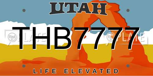 THB7777 Utah License Plate