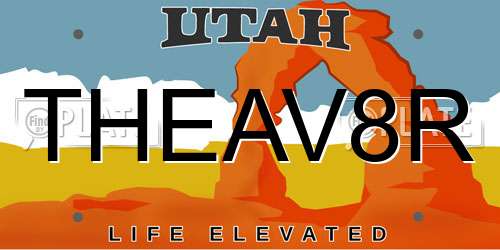 THEAV8R Utah License Plate