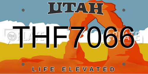 THF7066 Utah License Plate