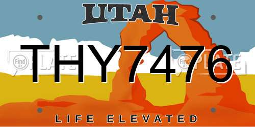 THY7476 Utah License Plate