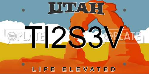 TI2S3V Utah License Plate