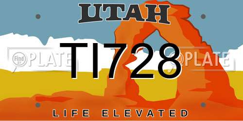 TI728 Utah License Plate