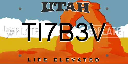 TI7B3V Utah License Plate