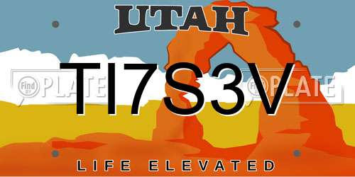 TI7S3V Utah License Plate