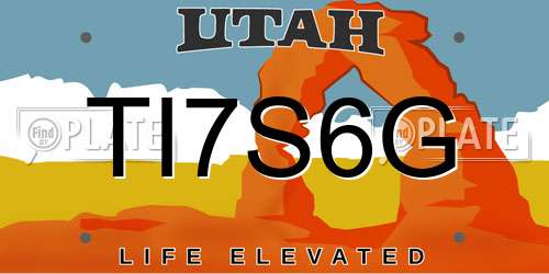 TI7S6G Utah License Plate