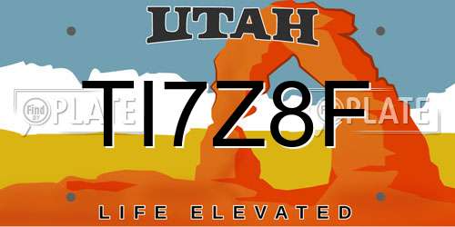 TI7Z8F Utah License Plate