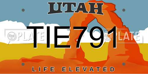 TIE791 Utah License Plate