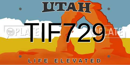 TIF729 Utah License Plate