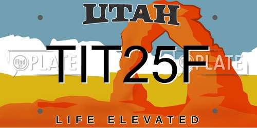 TIT25F Utah License Plate