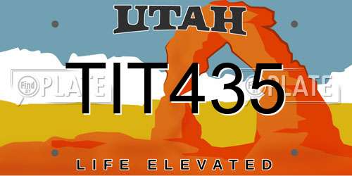 TIT435 Utah License Plate