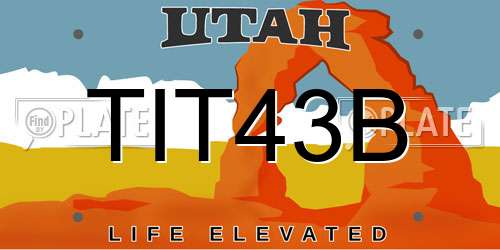 TIT43B Utah License Plate