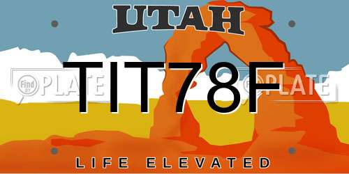 TIT78F Utah License Plate