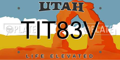 TIT83V Utah License Plate