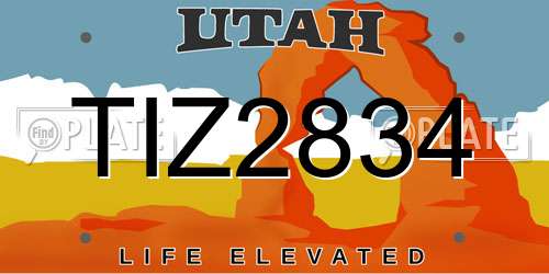 TIZ2834 Utah License Plate