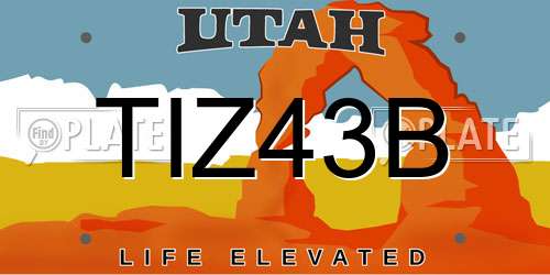 TIZ43B Utah License Plate
