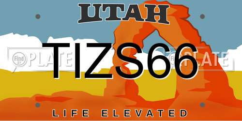 TIZS66 Utah License Plate
