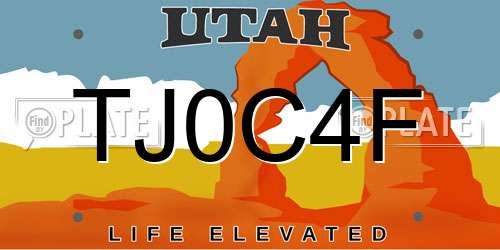 TJ0C4F Utah License Plate