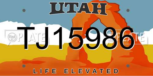 TJ15986 Utah License Plate