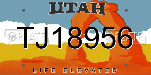 TJ18956 Utah License Plate
