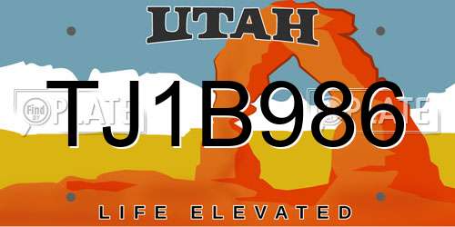 TJ1B986 Utah License Plate