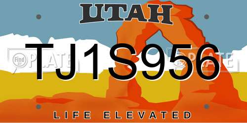 TJ1S956 Utah License Plate