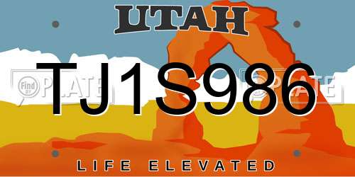 TJ1S986 Utah License Plate