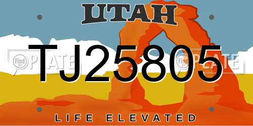 TJ25805 Utah License Plate