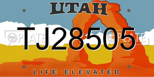 TJ28505 Utah License Plate