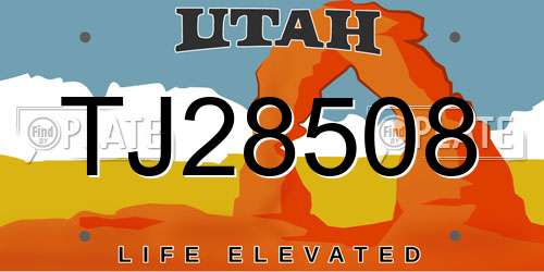 TJ28508 Utah License Plate