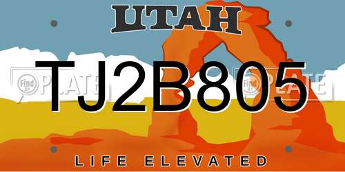 TJ2B805 Utah License Plate