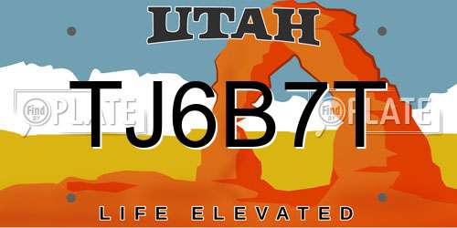 TJ6B7T Utah License Plate