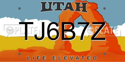 TJ6B7Z Utah License Plate