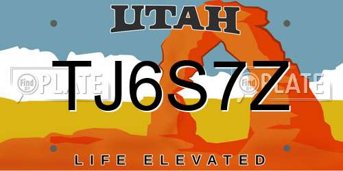 TJ6S7Z Utah License Plate