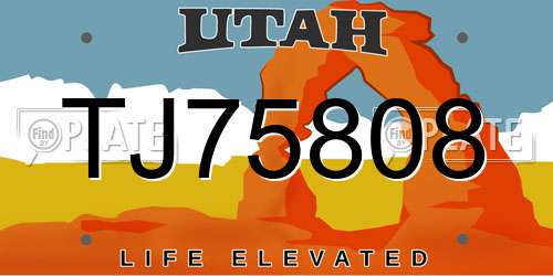 TJ75808 Utah License Plate