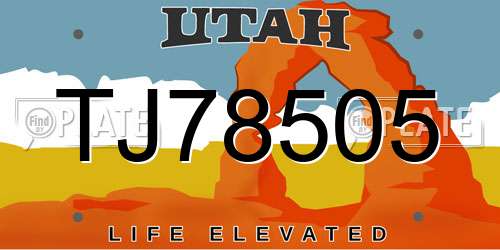 TJ78505 Utah License Plate