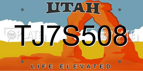 TJ7S508 Utah License Plate
