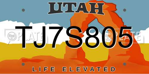 TJ7S805 Utah License Plate