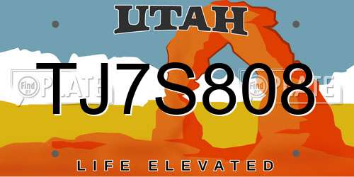 TJ7S808 Utah License Plate