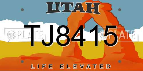 TJ8415 Utah License Plate