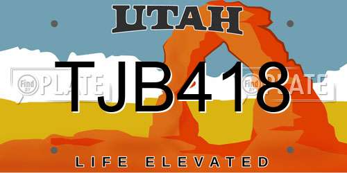 TJB418 Utah License Plate