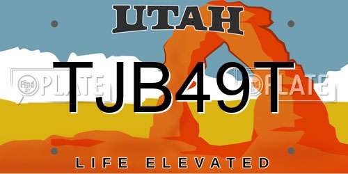 TJB49T Utah License Plate