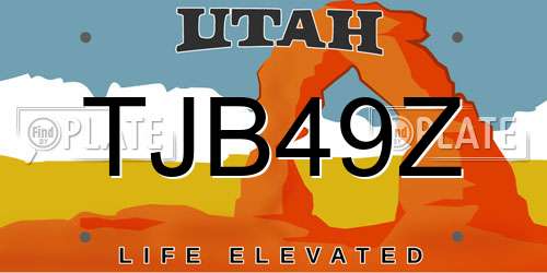 TJB49Z Utah License Plate