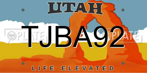 TJBA92 Utah License Plate