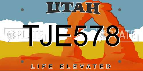 TJE578 Utah License Plate