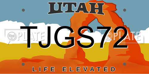 TJGS72 Utah License Plate