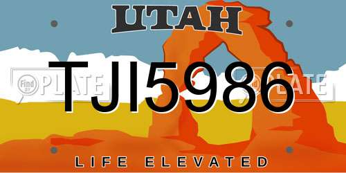 TJI5986 Utah License Plate