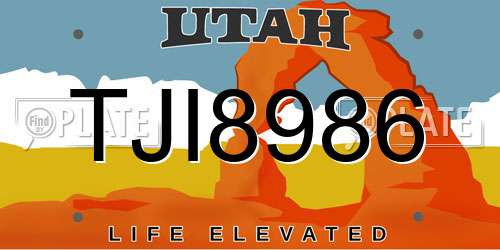 TJI8986 Utah License Plate